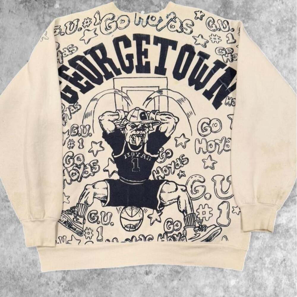 Vintage Georgetown Hoyas All-Over Print Crewneck Sweatshirt - Picture 6 of 7